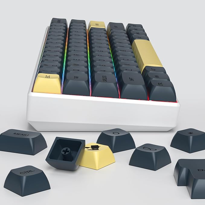 Guffercty kred Black XDA Profile PBT Keycaps, 142-Keys Gentleman Custom keycaps for 60% 65% 75% 100% Fullsize US&ISO Layout Mechanical Gaming Keyboard (Gentleman)