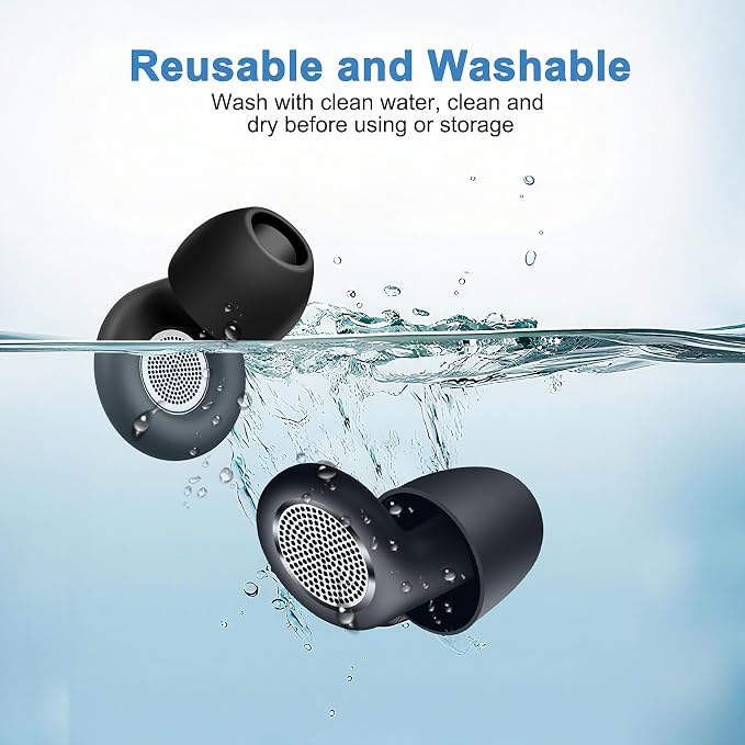 Reusable Silicone Ear Plugs, 41dB NRR Noise Cancelling Earplugs, Washable Soft Noise Reduction Earplugs with Portable Case for Sleeping Snoring Travel Work Study(Black)