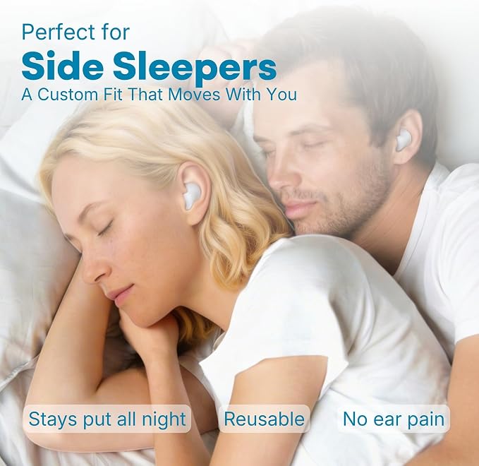 Silicone Ear Plugs for Sleeping [9 Pairs] by Medi Grade - Custom Fit Soft Silicone Ear Plugs that Block Out Snoring 27dB – Noise Reduction Reusable Earbuds - Bonus Travel Cases, Ear Towel, Hair Ties