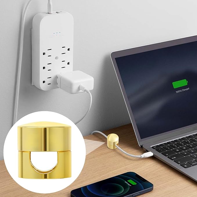 SmallCat 3 Sets Charger Holders for Cords, Adjustable Cable Anchor Holders, Adhesive Metal Cord Clips, Cable Management Wire Organizers for Desk, Office, Nightstand - Gold, Red Bronze, Silver