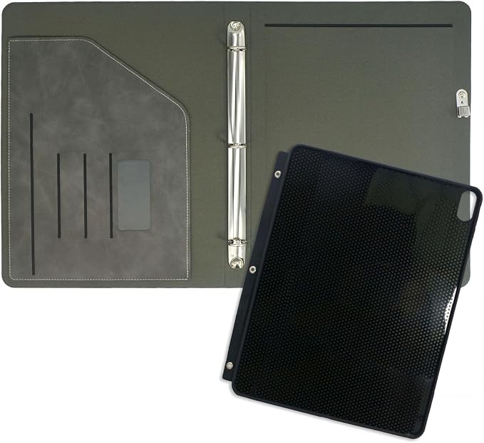 Tablet Organizer Portfolio Case with 3-Ring Binder, Binder Padfolio File Folder with Removable Tablet Holder, Compatible with iPad Air 13" M4/M3/M2 (2026/2025/2024), Gray