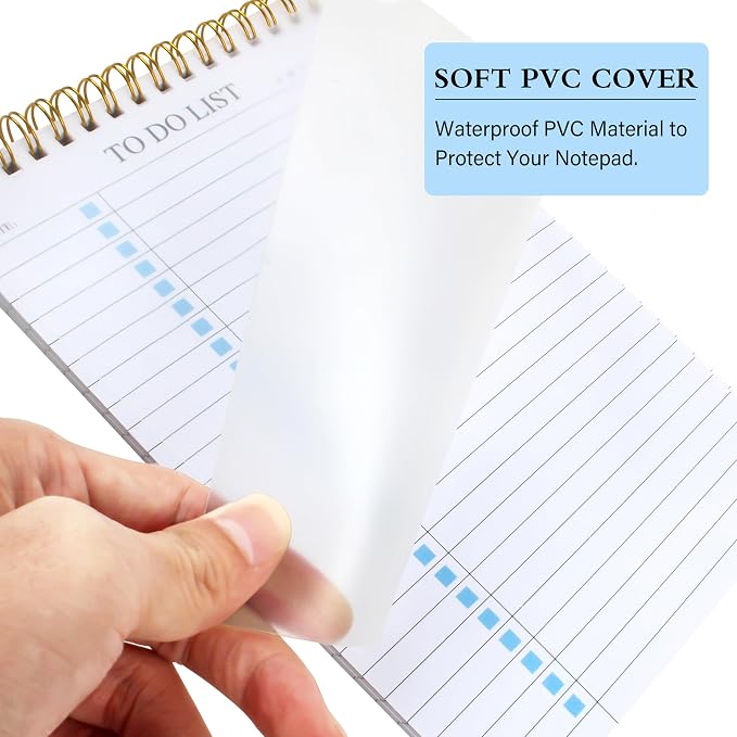 KAICN To Do List Notepad, Undated Daily Planner Notepad with To Do List Notebook Checklist Planner Spiral Waterproof Notepad for Office Supplies, School Planner, Blue, 52 Sheets, 5.5"*8.3" A5 Size