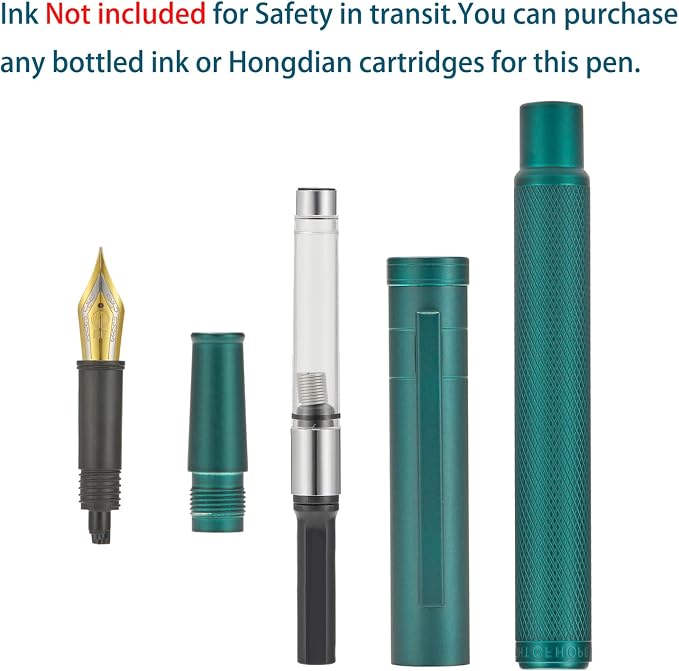 Hongdian 1851 Green Forest Fountain Pen Medium Nib, Classic Design with Converter and Metal Pen Case