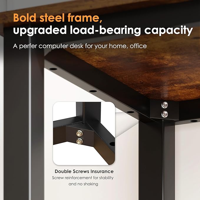 Need Office Computer Desk 54 Inches Modern Simple Heavy Duty Working Study Table,PC Writing Table,Home Office Writing Desk Perfect for Training/Card/Meeting Retro&Black AC3FB(138 * 60)