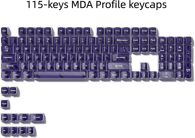 dagaladoo Clear keycaps,Transparent Keyboard keycaps,Jelly Key caps Set,Shine Through keycap，MDA Profile Keyboard caps for Mx Switches Mechanical Keyboard(Purple)