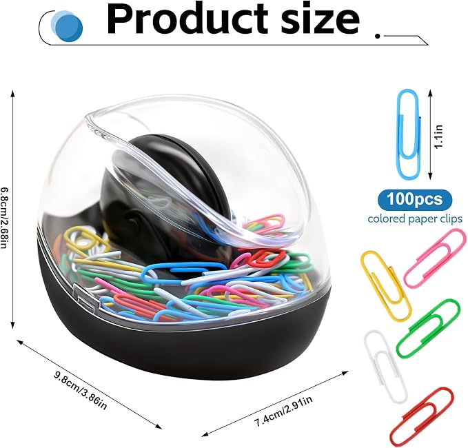 Paper Clips & Magnetic Paper Clip Holder, AgePlace 100-Pack Multicolor Paper Clips, 4 Strongest Magnets for Document Organization | Color-Coded Clutter for Office, School, Home Desk | Desk Organizer
