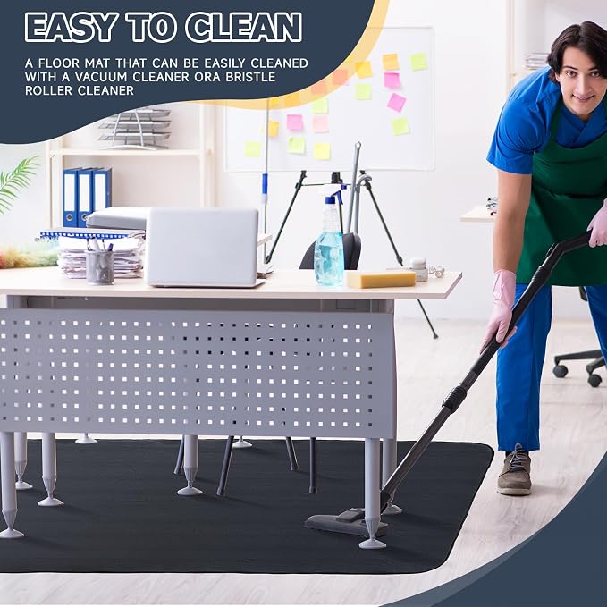 Nuanchu 2 Pcs Large Hard Floor Chair Mat and Anti Fatigue Mat Set Desk Rug for Rolling Chair on Hardwood Non Slip Anti Fatigue Rug for Standing Work Office Kitchen (47 x 35 Inches,29 x 17 Inches)