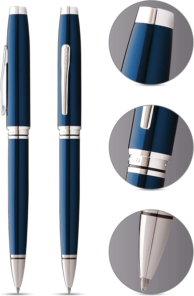 Cross Coventry Blue Lacquer Ballpoint Pen - Refillable Pen for Smooth Writing - Professional, Elegant Accessory - Black Ink - Long-Lasting Use - Desk Essential - Gift-Ready