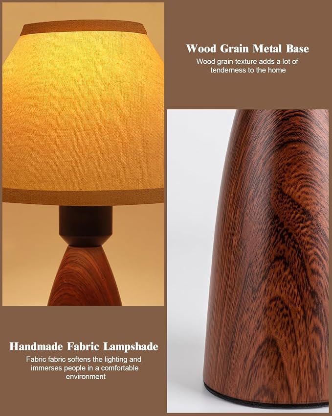 Nusogon Touch Table Lamp for Nightstand - 3-Way Dimmable Small Bedside Lamp, 3s Quick Shut-Off Smart Desk Lamp for Bedroom, Living Room, Reading, Nursery, LED Bulb Included