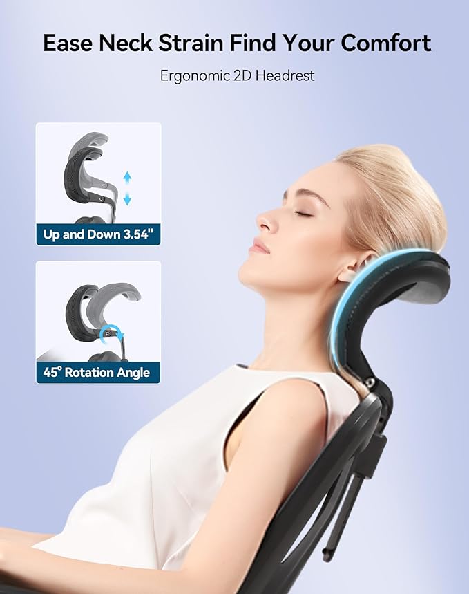 SIHOO M57 Ergonomic Mesh Office Chair, High Back Home Desk Chair with 3D Armrests, Lumbar Support and Adjustable Headrest, Comfortable Computer Chair, Big & Tall Office Chair Hold 330 LBS-Ebony