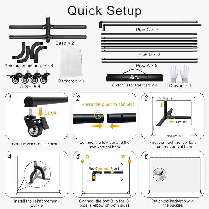 7x10ft White Photo Backdrop with Stand,Movable Photography Backdrop Stand Kit with Wheels and White Screen Backdrop Background for Photo Shooting,Video Recording，Events, Party