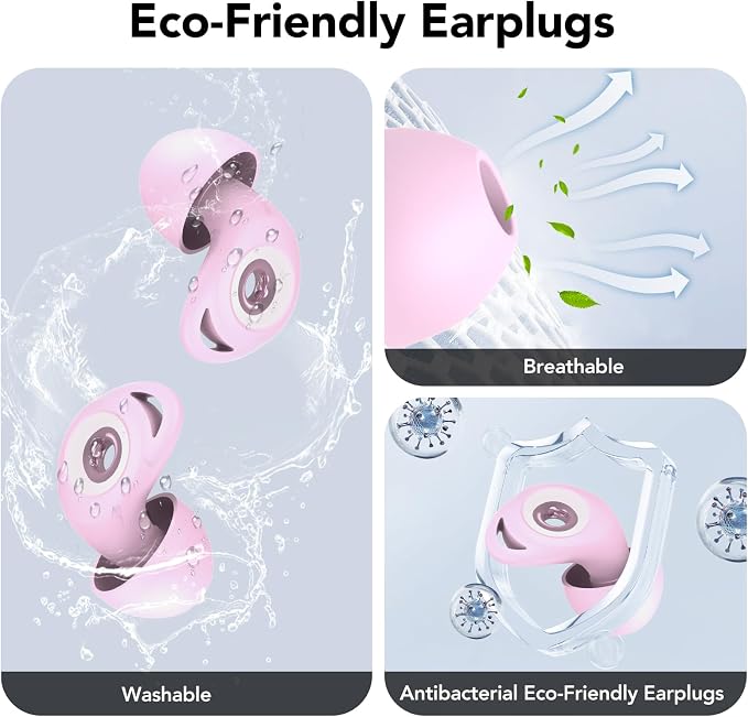 Ear Plugs for Concert,Noise Cancelling Silicone Earplugs for Noise Reduction & Snoring, Concerts,45 dB,Ear Plugs for Sleep, Soft Earplugs Reusable Concert Ear Plug,Hearing Protection with 8 Earpieces
