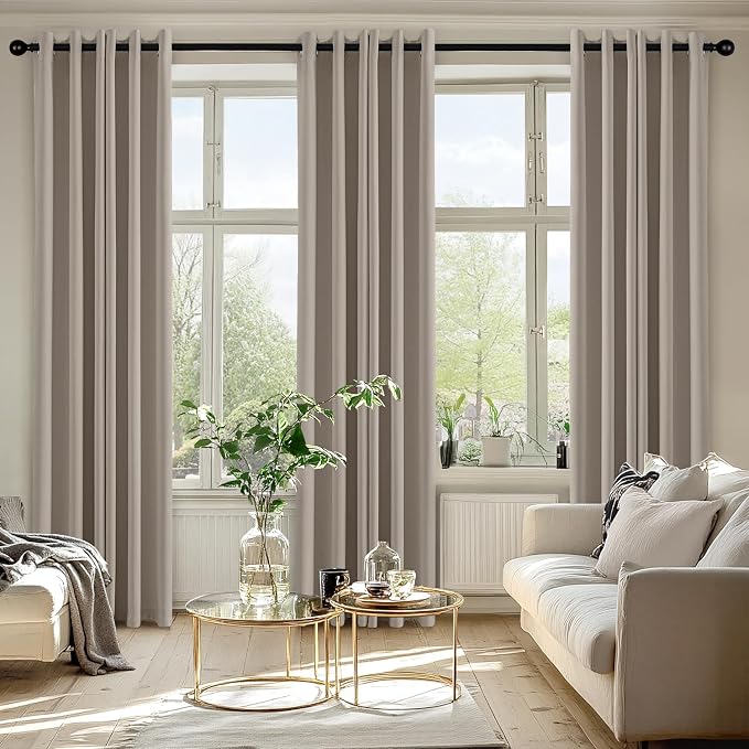 MIULEE Blackout Curtains for Bedroom Living Room 2 Panels, Thermal Insulated Room Darkening Drapes Grommet Noise Reducing Light Blocking Window Treatments 72 Inches Long 40x72 Inch Stone