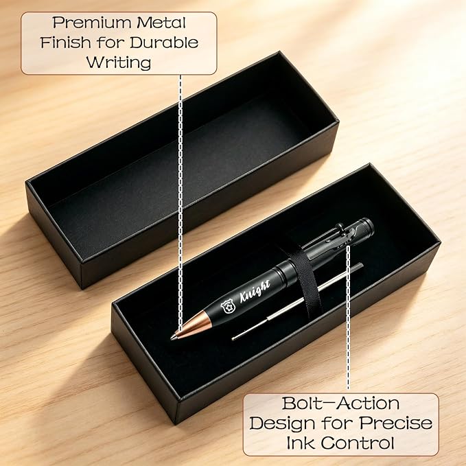 Custom Bolt Action Pen Gift Set with Engraving Personalized Metal Pen Gifts for Men Husband Father Boyfriend Grandfather Brothers Graduate (Bullet Pen)