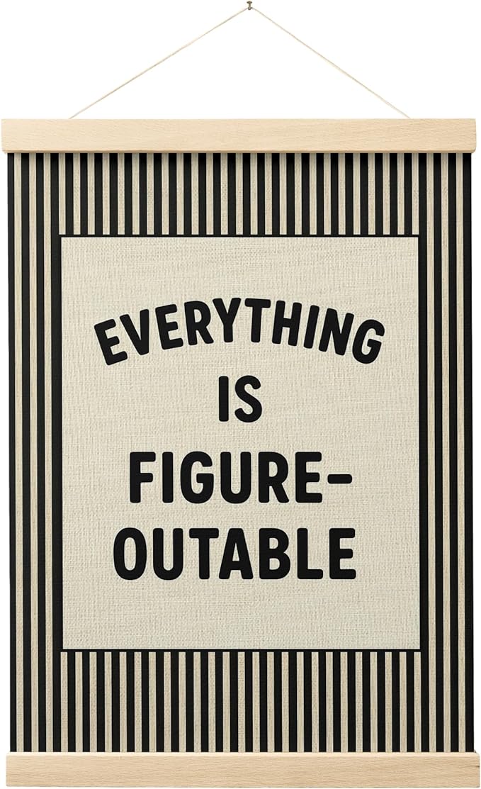 FGFK Everything Is Figureoutable Positive Affirmations Wall Art Poster Hanger Frame, Retro Black Inspirational Canvas Prints Framed Wall Decor for Office Classroom Home Bedroom, 12x16 Inch