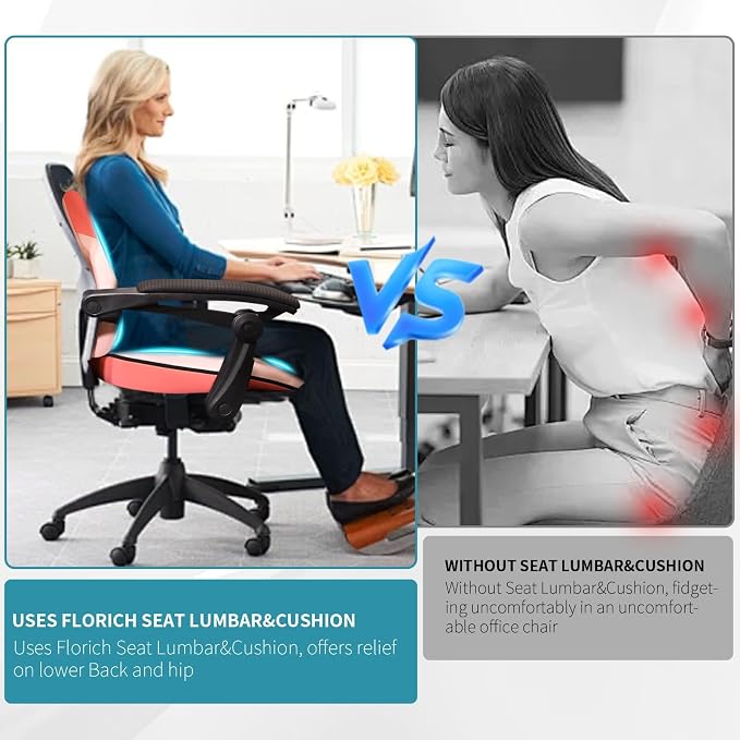 FLORICH Seat Cushion Lumbar Support Pillow for Office Chair, Car Lower Back Support, Ergonomic Desk Chair Pillow for Butt and Back Support of Memory Foam Seat Pad(Pink)