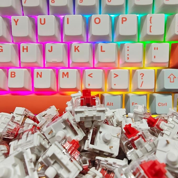 Mechanical Gaming Keyboard Red Switches,3 Pin 50gf RGB SMT Linear Switch,Dustproof and Waterproof Switch (Red,72PCS)