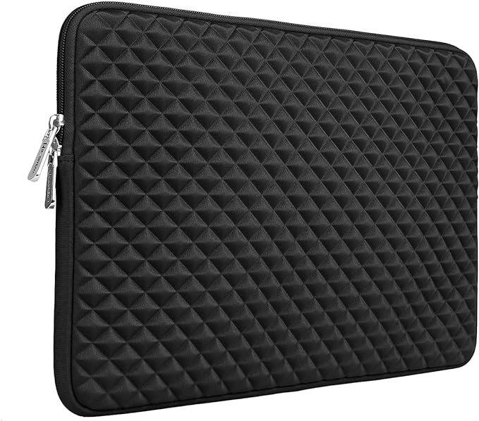 RAINYEAR 16 Inch Laptop Sleeve Diamond Foam Shock Resistant Padded Case Fluffy Lining Zipper Cover Carrying Bag Specially Compatible with New 16" MacBook Pro A2141 A2485 M1 M2 M3 M4(Black)