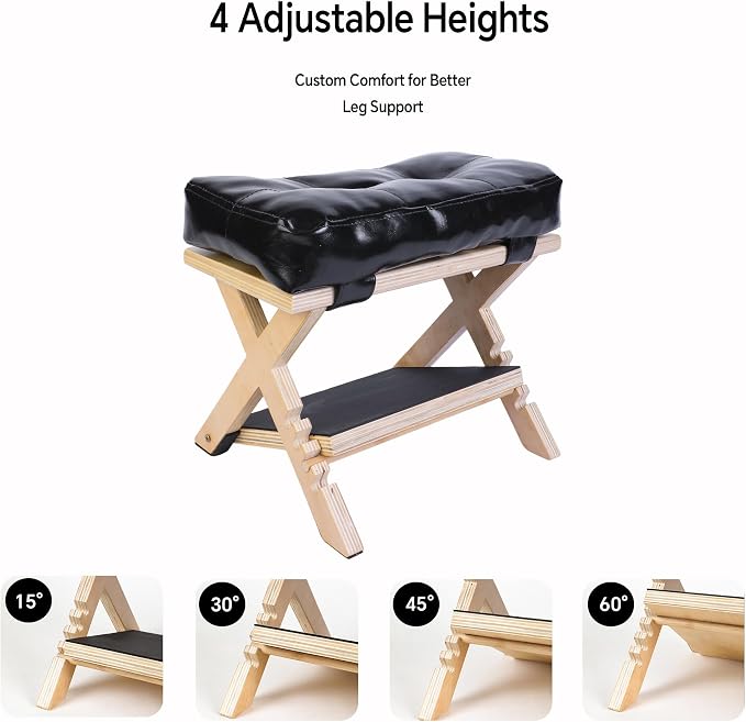 Adjustable Foot Rest for Under Desk at Work, Foot & Leg Rest | (Regular) 4-Level Wooden Ergonomic Footstool Base for Office, Gaming & Home