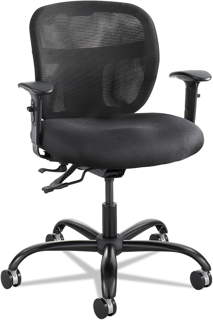 Safco Vue Office Chair, Heavy Duty Stool, 500 lbs Capacity, Ergonomic Mesh Back, 360 Swivel Seat, 5-Star Base, Big and Tall, Black