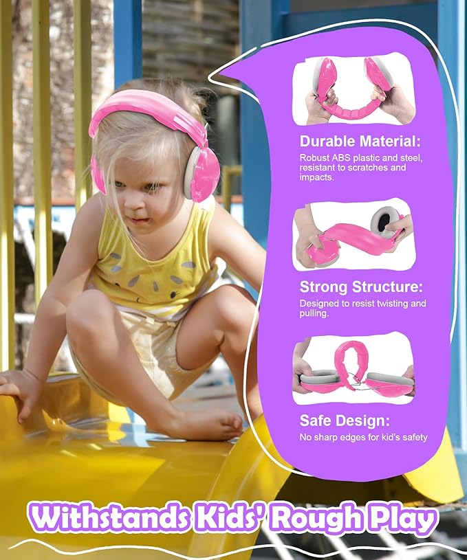 PROHEAR 032 2.0 Noise Cancelling Headphones for Kids - 25dB Noise Reduction - Adjustable Sensory Ear Protection Muffs for Concert, Fireworks, Monster Truck Shows, School - Princess Pink