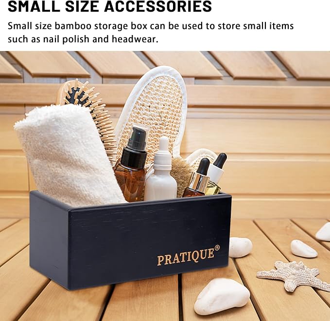 PRATIQUE Bamboo Drawer Organizer - Kitchen Utensil Organizer Silverware Tray Cutlery Holder，Office Desk Supplies and Accessories,12 * 5.9 * 2.6,Black