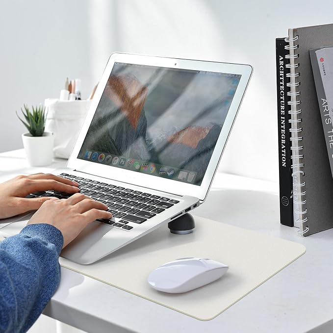 Leather Desk pad Protector, Office Mat, Large Mouse Mat, Non-Slip PU Leather Blotter, Laptop Desk Pad,Waterproof Laptop Computer Desk Keyboard Mat for Office/Work/Home/Decor (White, 25in*13in)