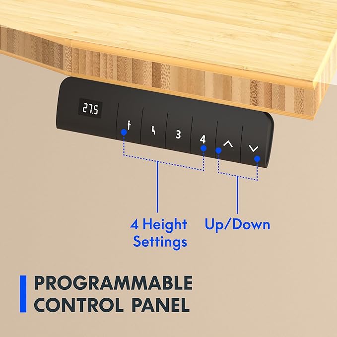 FLEXISPOT E3 Bamboo Dual Motor Electric Standing Desk 55 x 28 Sit Stand Up Desk, Holds 220 lbs, Adjustable Height w/Memory Presets, Solid Bamboo Curved Desktop & White Frame, Ships in 2 Boxes