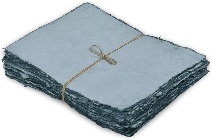 LEATHER VILLAGE Watercolor Paper - 7.5 X 11.5 inches, 50 Sheets - Mixed Media Watercolor Paper - 150 GSM Thick Deckle Edge Virgin Cotton Handmade Paper - Grey Toned
