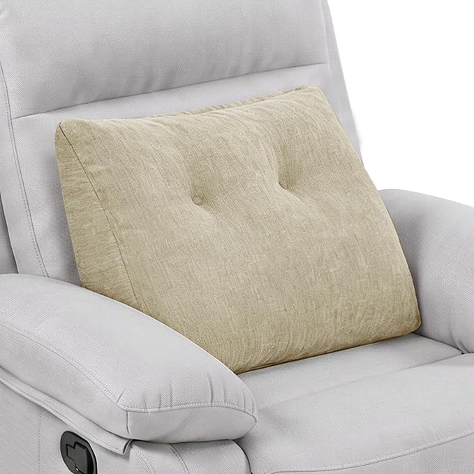 Back Support Pillow for Recliner Soft Dual Layer Lumbar Support Pillow with Shredded Memory Foam Ergonomic Orthopedic Couch Lumbar Cushions for Elderly Lower Back Pain Relief Khaki