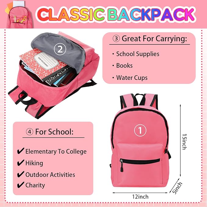 Gilprop 79 Pcs Back to School Supplies Box for Kids K-5 Students Elementary Middle School Supplies Kit Bundle Bulk Essential Pen Notebook Stationery for Primary Student Classroom(Pink)