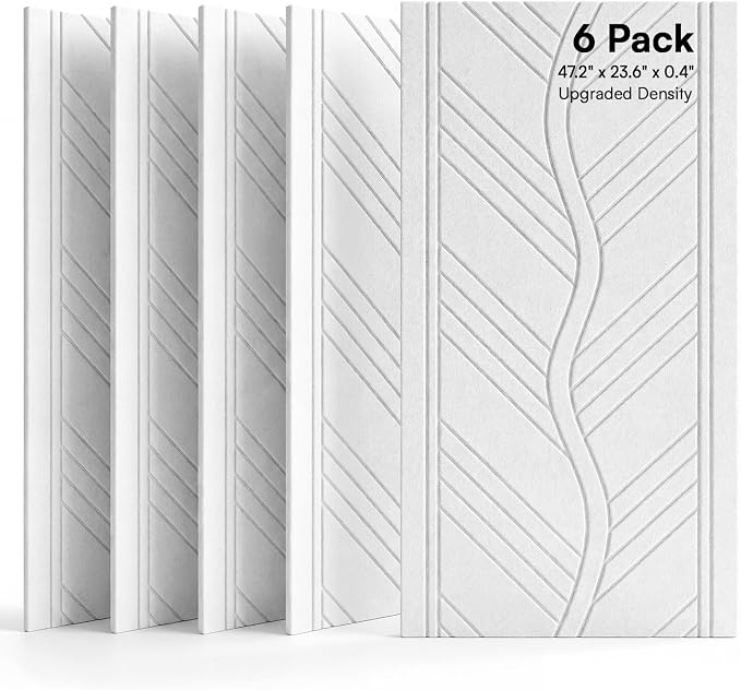 SODOCT 6 Pack Large Acoustic Panels, 47.2" X 23.6" X 0.4" Sound Proof Panels for Walls, Wall Paneles Decorativos Para Pared for Home Studio & Office, White