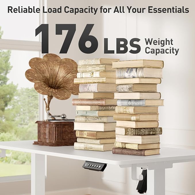 48x24 in Electric Standing Desk,Adjustable Height with Wheels,White | Spliced Desktop,27.9"–46.8" Height Range,4 Memory Presets,Lockable Wheels,Headphone Hook,Sit Stand Desk,Home Office