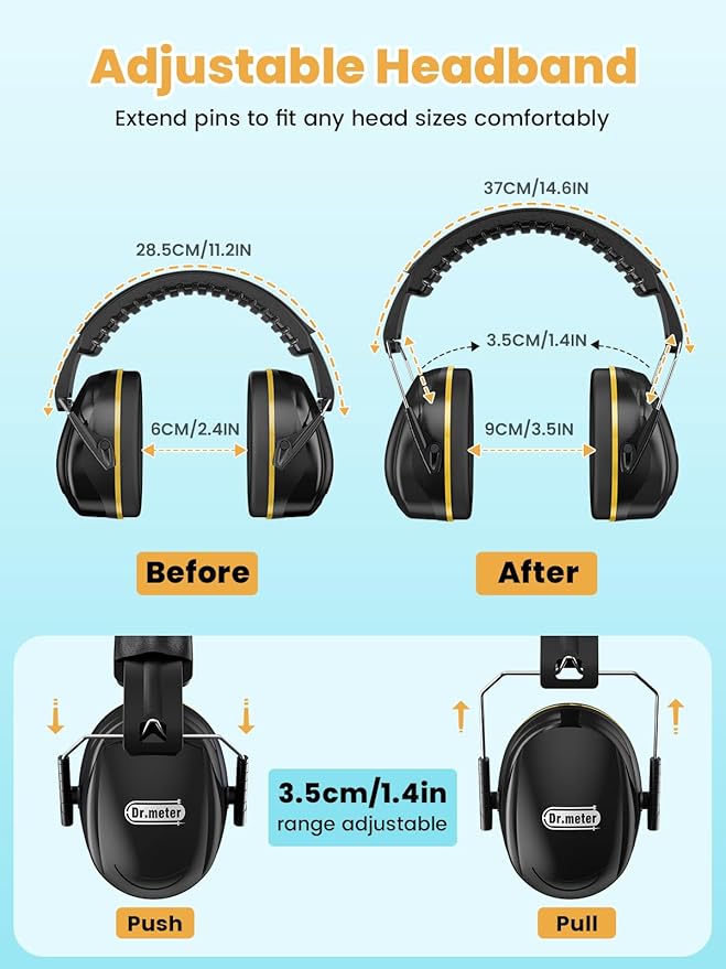 Noise Reduction Ear Muffs, Noise Cancelling Headphones for Adults, Kids Autism Sensory Ear Protection Earmuffs, 31dB Hearing Protection for Shooting Gun Range, Mowing, Fireworks, Concerts