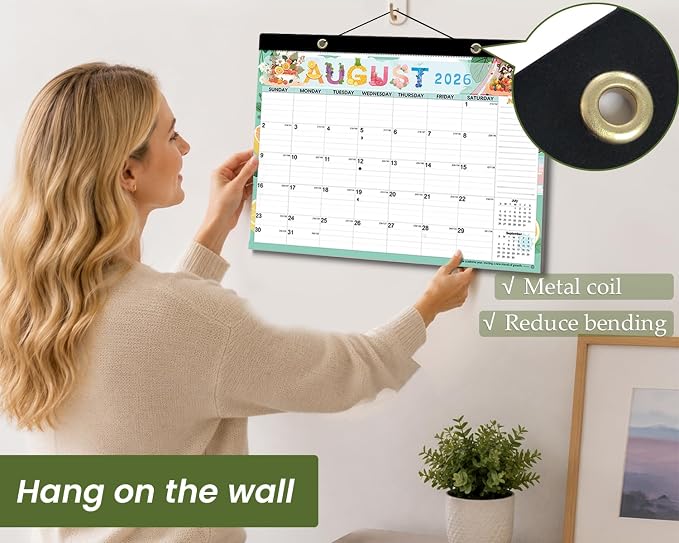 AECCN Desk Calendar 2026-2027 3 Pack, 18 Months Calendars, 17" x 11.4" Large Space, Anti Ink Bleed and Transparent Cover, Desktop Calendar with Stickers for Teacher supplies & Office Planning-Colorful