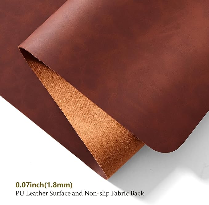 Distressed Leather Desk Mat - Non-Slip PU Desk Pad for Office and Home - Desk Organization and Accessories - Ideal for Large Mouse Pad and Desk Mats on Top of Desks(Mahogany,47.2"x 17")