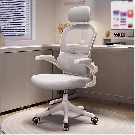 Ergonomic Heavy Duty Executive Task Chair with Adaptive Lumbar Support & Headrest, Breathable Mesh Swivel Desk Office Chair with Flip Up Armrest