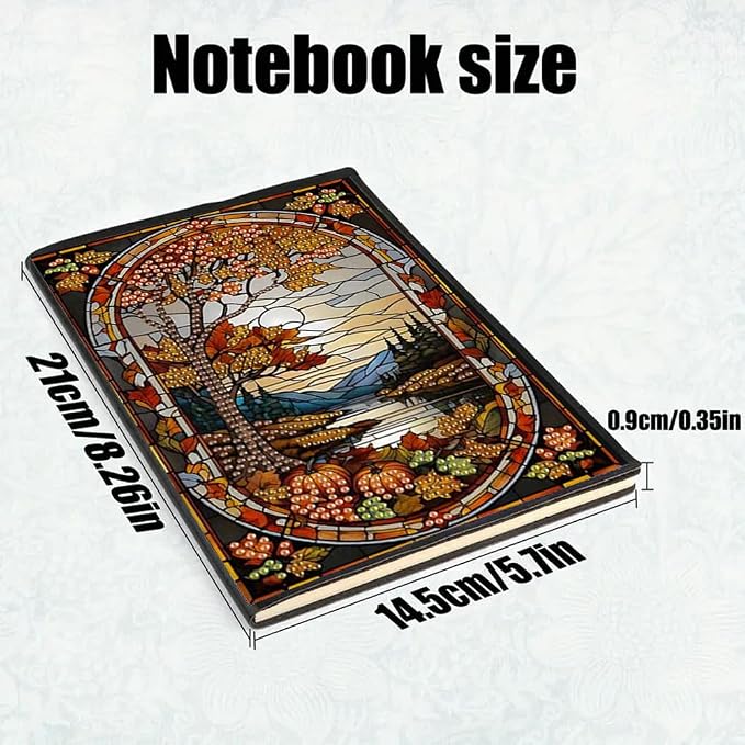 FRANDEK Pearl Painting Notebook Kit, Maple Leaf A5 DIY Journal with 50 Blank Pages, Diamond Gem Art Cover with Waterproof Canvas, Beginner Craft Set with Full Tools for Adults