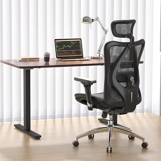 SIHOO M57 Ergonomic Mesh Office Chair, High Back Home Desk Chair with 3D Armrests, Lumbar Support and Adjustable Headrest, Comfortable Computer Chair, Big & Tall Office Chair Hold 330 LBS-Ebony