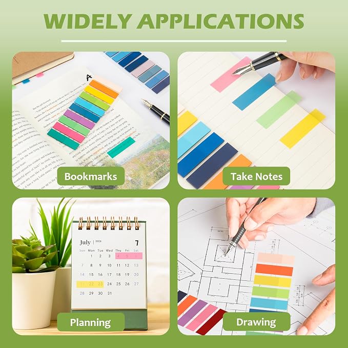 3600Pcs Multi-Colored Writeable and Repositionable Book Flags Strip - Annotating Tabs, Book Markers, Sticky Tabs, Morandi Page Markers