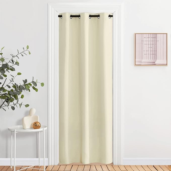 NICETOWN Beige Room Darkening Curtain and Drape Energy Efficient Warmth Solid Grommet Curtain for Office & Classroom (Beige, Sold Individually, 42 inches Wide by 84 inches Long)
