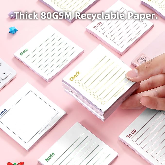 4 Pack/200 Sheets 3x3 inch Sticky Notes Set, High-Adhesive Productivity Planner Pads for Time Management, Vintage Daily Task Notes for Journal Office School Home, Bulk Retro Stationery Gift