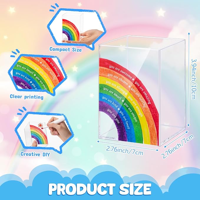 Sherr 5 Pcs Acrylic Pen Holders Teacher Appreciation Gifts Rainbow Pencil Storage Cups Inspirational Desk Organizers Stationery Pots Bulk for School Classroom Office Supplies