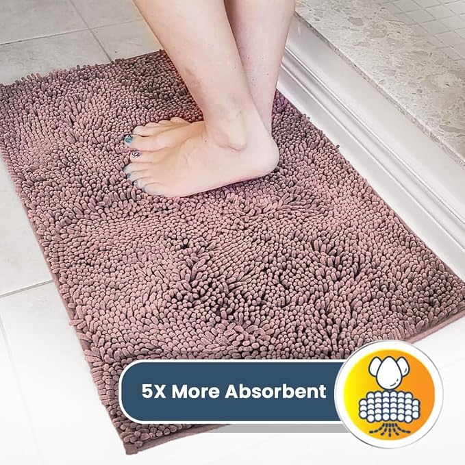 Muddy Mat® | Super Absorbent Door Mat Indoor, Microfiber Quick Dry Chenille Entryway Rug, Non-Slip Front Door Mat, Indoor Mats for Entryway, Machine Washable Pet Rug, Blush Pink 16" x 24"