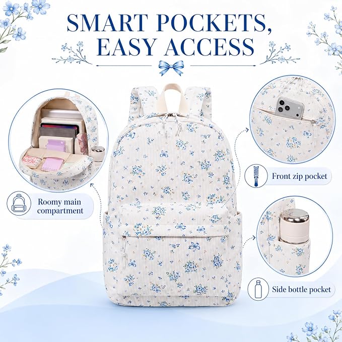 Bluboon School Backpack Set Girls Womens Laptop Bookbag Casual Daypack Fits 15 inch Laptop with Lunch Tote Bag and Pencil Bag