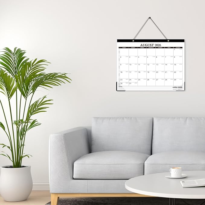 2026 Desk Calendar - 12 Monthly Desk Calendar 2026, Feb.2026 - Dec.2026, 14.6" x 11.5", Desk/Wall Calendar 2-in-1, Thick Paper with Corner Protectors, Hanging Holes, Large Daily Blocks
