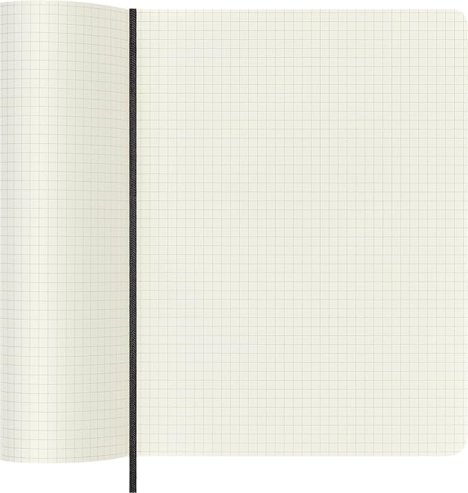 Moleskine Classic Notebook, Soft Cover, XL (7.5" x 9.5") Squared/Grid, Black, 192 Pages