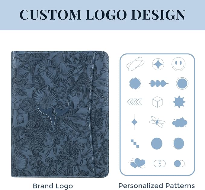 Calfinder Personalized Portfolio for Women&Men, Free Name Engrave,Customized Leather Padfolio with Logo or Name, Business Portfolio with A4 Writing Pad Holder for Resume,Interview