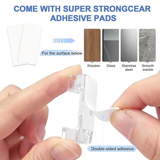 Adhesive Cable Wire Clips Clear (80 PCS) with Screw Holes - Strong Sticky or Screw-Mountable Cord Holders for Wall, Under Desk, Car, PC & Ethernet Cords, Indoor/Outdoor Christmas Lights Organizer