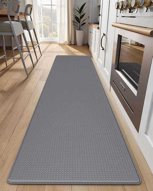 Kitchen Mats for Floor, Extra Long Anti-Fatigue Kitchen Rug, Grey | Cushioned Comfort,Non-Slip Backing,Waterproof Surface,Soft Underfoot,Easy Clean,Kitchen Sink,Laundry Room,Standing Desk
